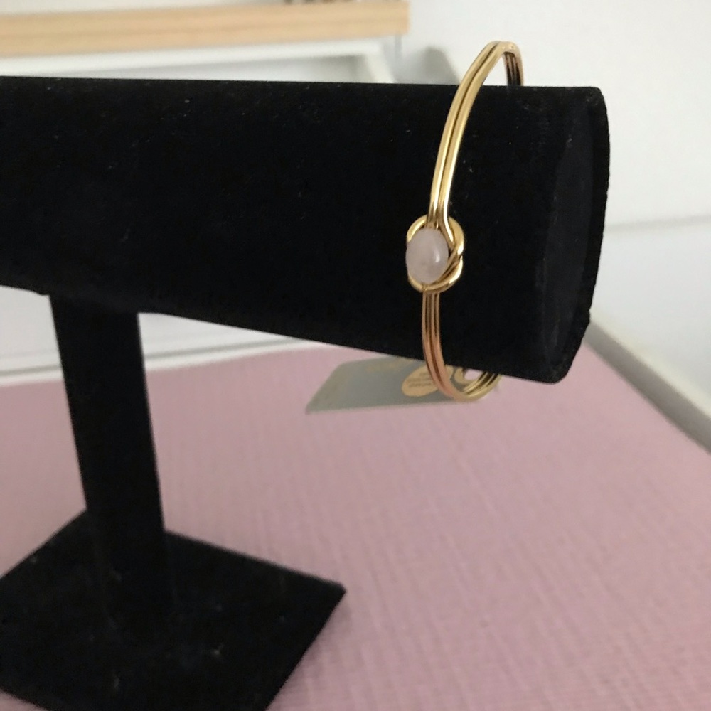 💚2 for $15💚 Gold Open Bangle with Pink Gemstone